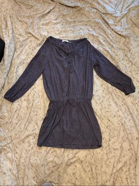 Ramy Brook Grey Textured Lace-Up Tunic